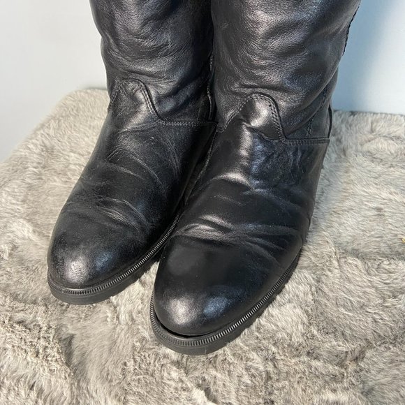 COLLEGE by Regence Vintage Black Leather Pull On Boots Size 8 - Picture 8 of 10